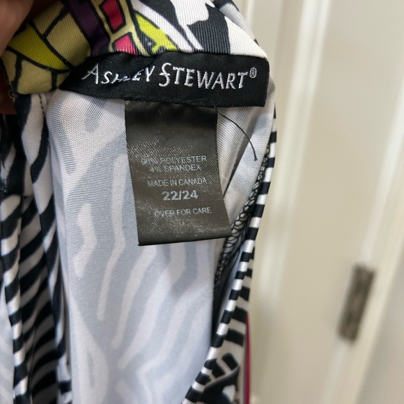 Ashley Stewart Black and White Maxi Dress with Pink and Green Accents - Picture 7 of 7